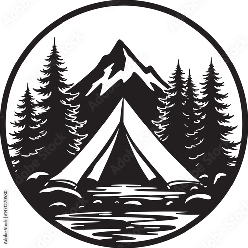Tent Under the Stars Silhouette

Campfire Night Scene Vector

Family Camping Trip Silhouette Art

Forest Camping with Mountains Background

Adventure Camping Scene in Wilderness