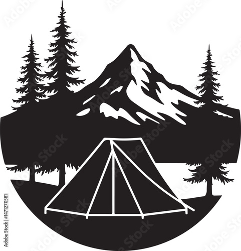 Tent Under the Stars Silhouette

Campfire Night Scene Vector

Family Camping Trip Silhouette Art

Forest Camping with Mountains Background

Adventure Camping Scene in Wilderness