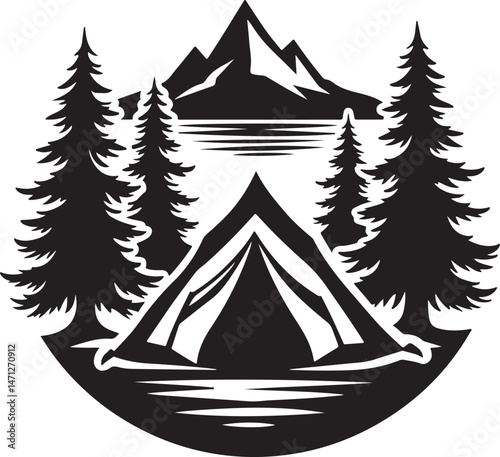 Tent Under the Stars Silhouette

Campfire Night Scene Vector

Family Camping Trip Silhouette Art

Forest Camping with Mountains Background

Adventure Camping Scene in Wilderness