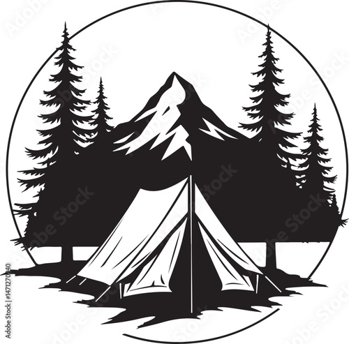 Tent Under the Stars Silhouette

Campfire Night Scene Vector

Family Camping Trip Silhouette Art

Forest Camping with Mountains Background

Adventure Camping Scene in Wilderness