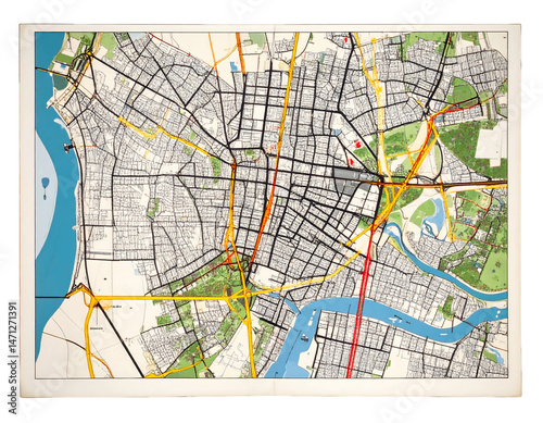 Cityscape Roads Map Design, Illustrative, Transparent Background
