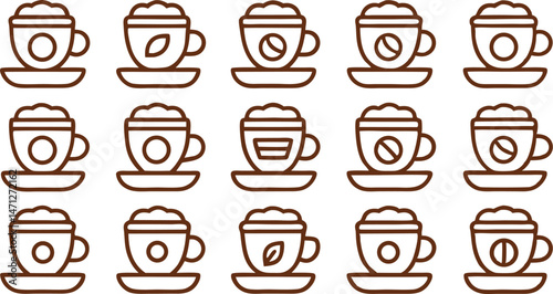 Simple brown line drawings in vector format reflecting earthy tones and minimalistic aesthetic for eco-conscious design applications and print materials