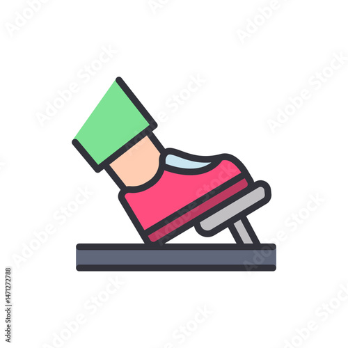 Cartoon illustration of a foot pressing down on a vehicle pedal for movement