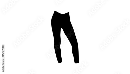 Women’s Waist Ribbed Leggings, black isolated silhouette
