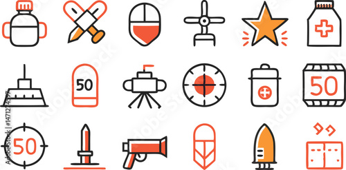 Comprehensive Collection of War Icons in Duotone and Thin Line Styles for Graphic Designers