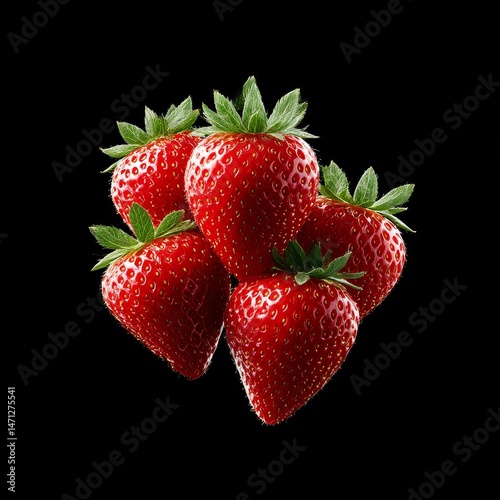 Wallpaper Mural Five Vibrant Strawberries Isolated on Black - A Delicious and Luscious Fruit Still Life Image Torontodigital.ca