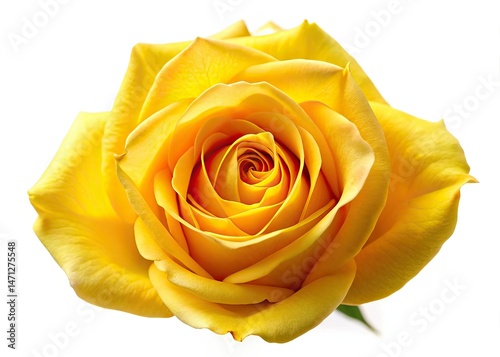 Yellow Rose Bloom Close-Up, White Background, Floral Design, Copy Space