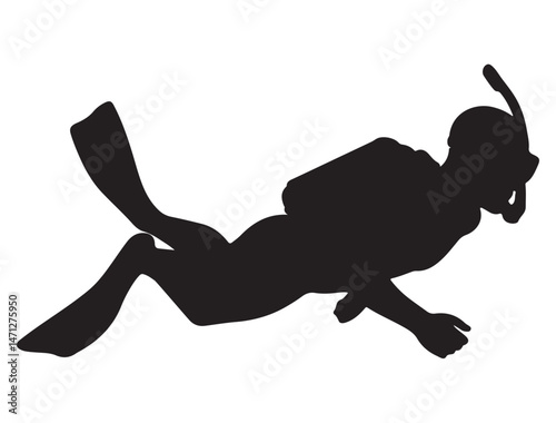 DIVING SILHOUETTE WHITE BACKGROUND