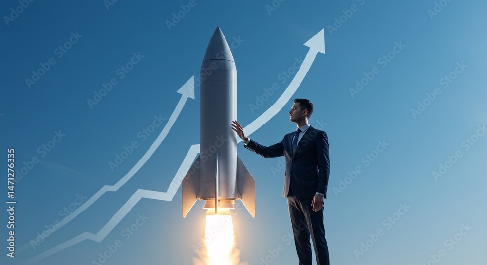 Obraz premium Business Growth Launching Your Startup with Rocket Speed