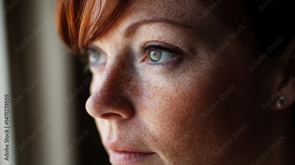 Fototapeta premium Delicate Freckles Enhanced by Soft Window Illumination