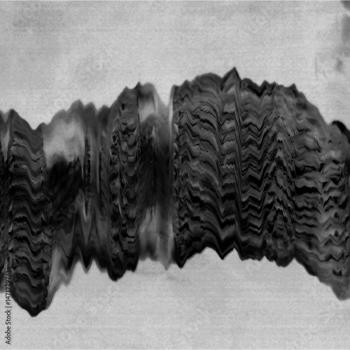 Folded glitch waveform with heavy ripple and compression lines