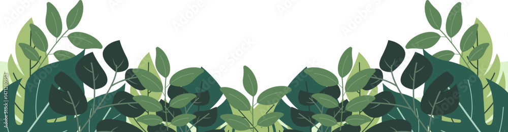 Obraz premium Tropical Leaves Border