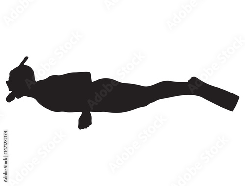 DIVING SILHOUETTE WHITE BACKGROUND