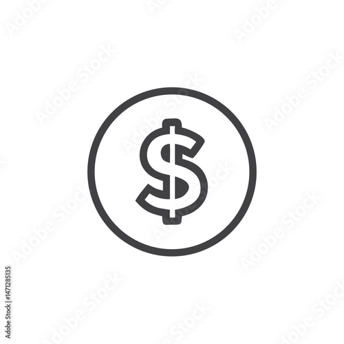 Dollar Sign Icon in Circle for Financial Applications, Banking Websites, E-commerce Platforms, Economic Blogs and Business Presentations