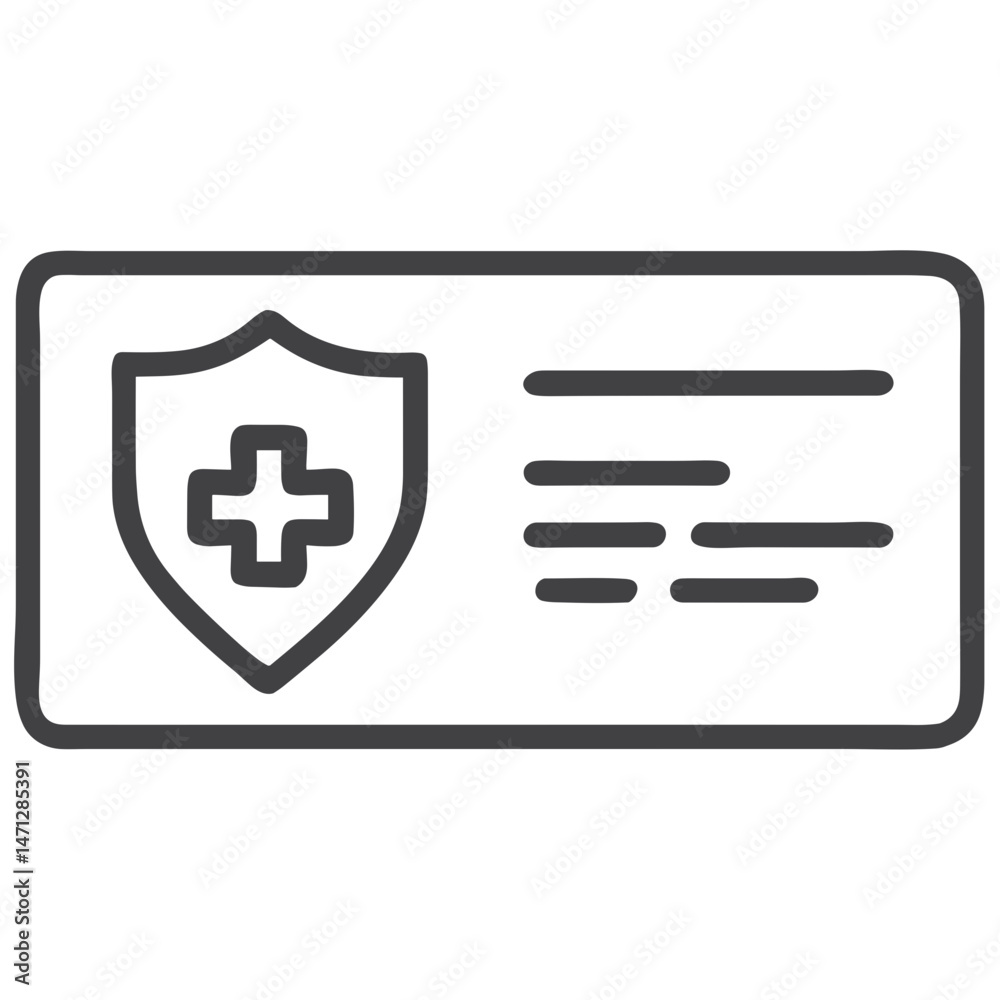 Obraz premium Health Insurance Card Icon for Medical Websites, Healthcare Apps, Insurance Company Materials, Patient Information Resources and Health Service Platforms