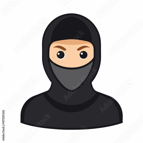 Minimal Balaclava Vector on White Background