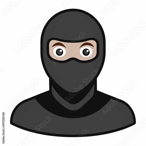 Minimal Balaclava Vector on White Background
