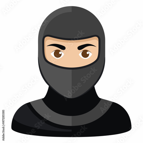 Minimal Balaclava Vector on White Background