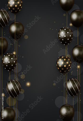 Black and Gold Balloon Arrangement for Events