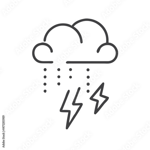Rain Cloud with Lightning - Thunderstorm Weather Icon with Rain Cloud and Lightning for Weather Apps, Forecasting Websites, Climate Education and Emergency Alert Systems