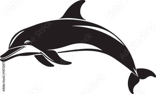 Dolphin icon silhouette style vector minimal art illustration on a white background