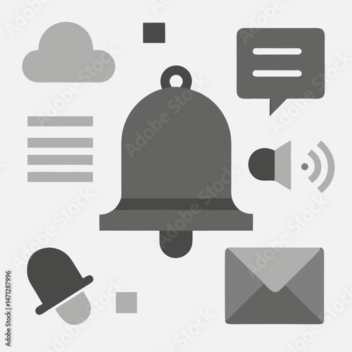 Cloud computing concept with a vector cloud icon set as a business technology symbol for data security and design