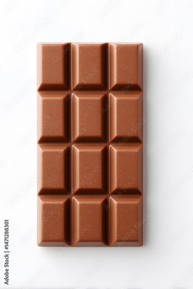 Fototapeta premium Milk Chocolate bar top view, isolated on a white background