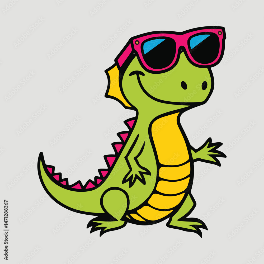 Obraz premium Vibrant Lizard Vector Designs for World Lizard Day | Cute, Cartoon, and Nature-Inspired Solid Color Art | Unique Lizard and Tropical Environment Illustrations