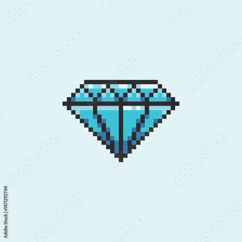 pixel art diamond icon with blue color ,good for your game asset and project.	