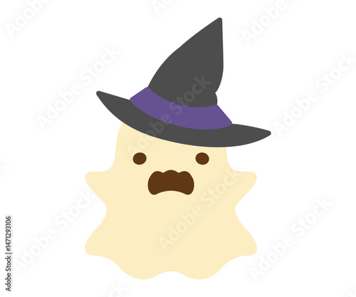 帽子をかぶったハロウィンのかわいいオバケ