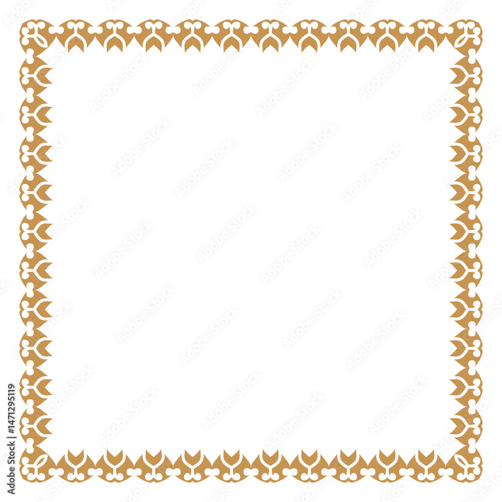 Fototapeta premium Luxury golden rectangle corner certificate border pattern line photo thai frame islamic wedding invitation background