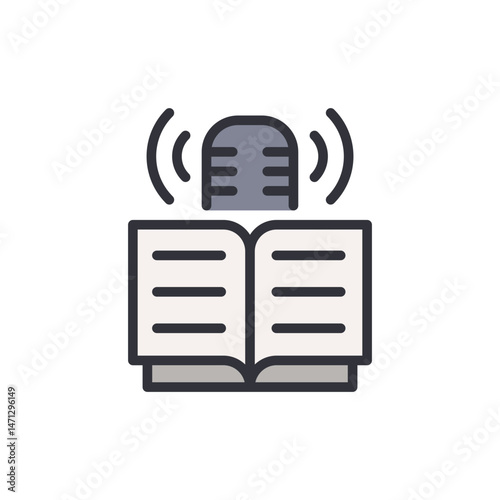 Audiobook concept illustration, podcast and books, novel audio readings icon