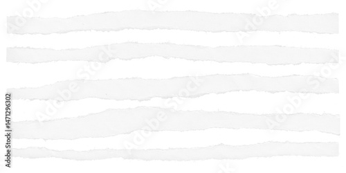 A high-quality collection of torn paper strips with natural ragged edges, laid out over black. Perfect for print designs, artistic compositions, or digital layering.