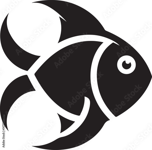 A simple black silhouette of a fish