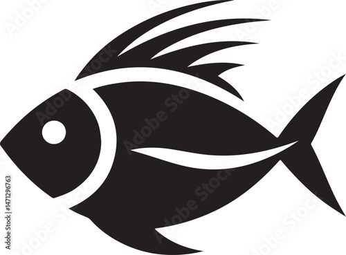 A simple black silhouette of a fish