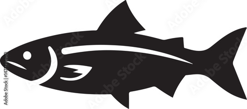 A simple black silhouette of a fish