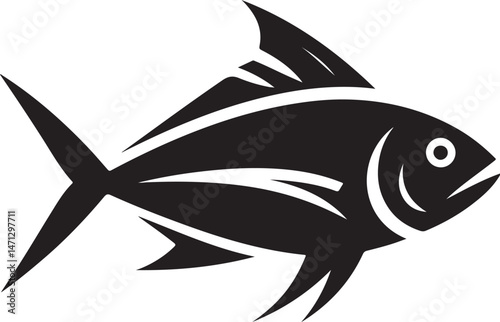 A simple black silhouette of a fish
