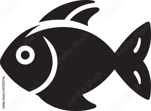 A simple black silhouette of a fish