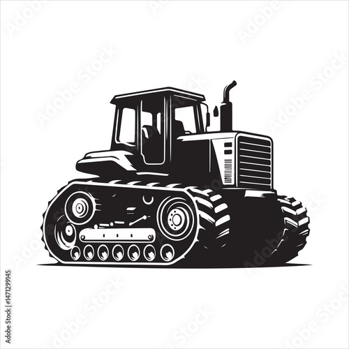 Powerful Tractor Illustrations: Vector Graphics of Farm and Construction Vehicles