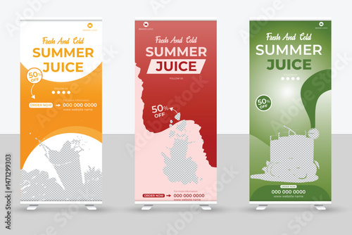 Fresh drink juice rollup banner design template