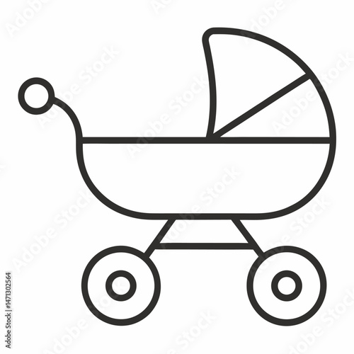 baby stroller outline icon on white background
