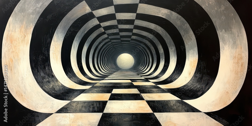 Fototapeta premium Visual paradox in black-white geometry