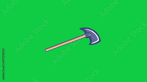 rotating sickle animation, green screen background