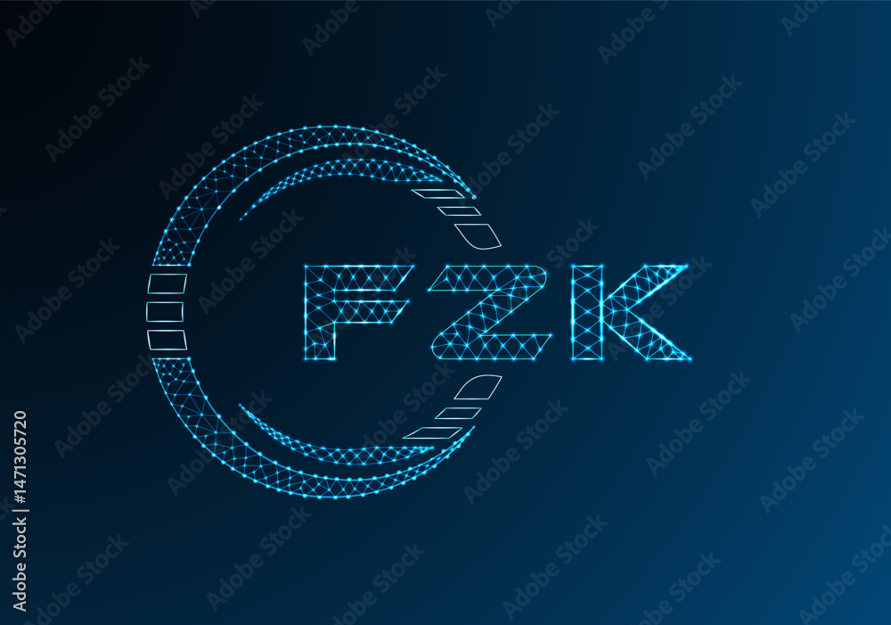 Obraz premium FZK low poly letter logo vector design. FZK lower poly logo design.