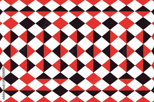 Red and black geometric pattern vibrant diamond shapes visually striking modern design abstract art