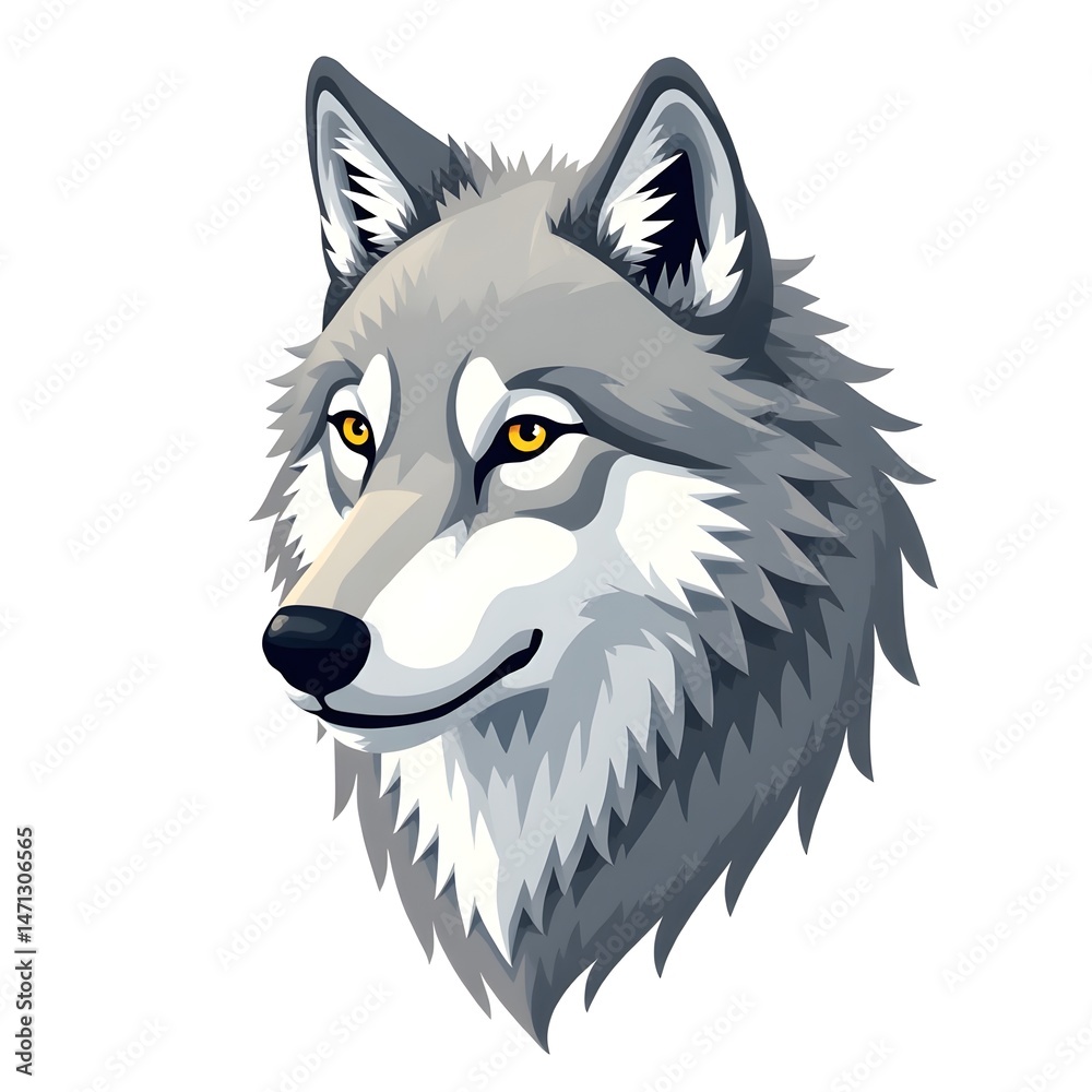 Naklejka premium Black nose and detailed shading give a realistic yet stylized look.