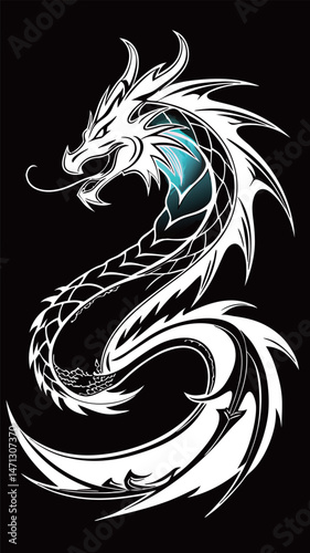 Striking Dragon Design in Black and White