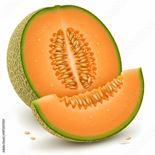 Cantaloupe Melon Slice Half Fresh Fruit