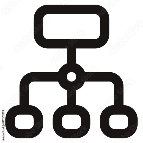 Organization Structure Icon – Minimalist Outline Icon Style, Hierarchy Chart Symbol for Business and Management