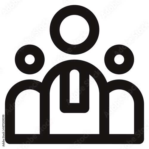 Team of Workers Icon – Minimalist Outline Icon Style of Three People Symbolizing Workforce, Teamwork, and Human Resources